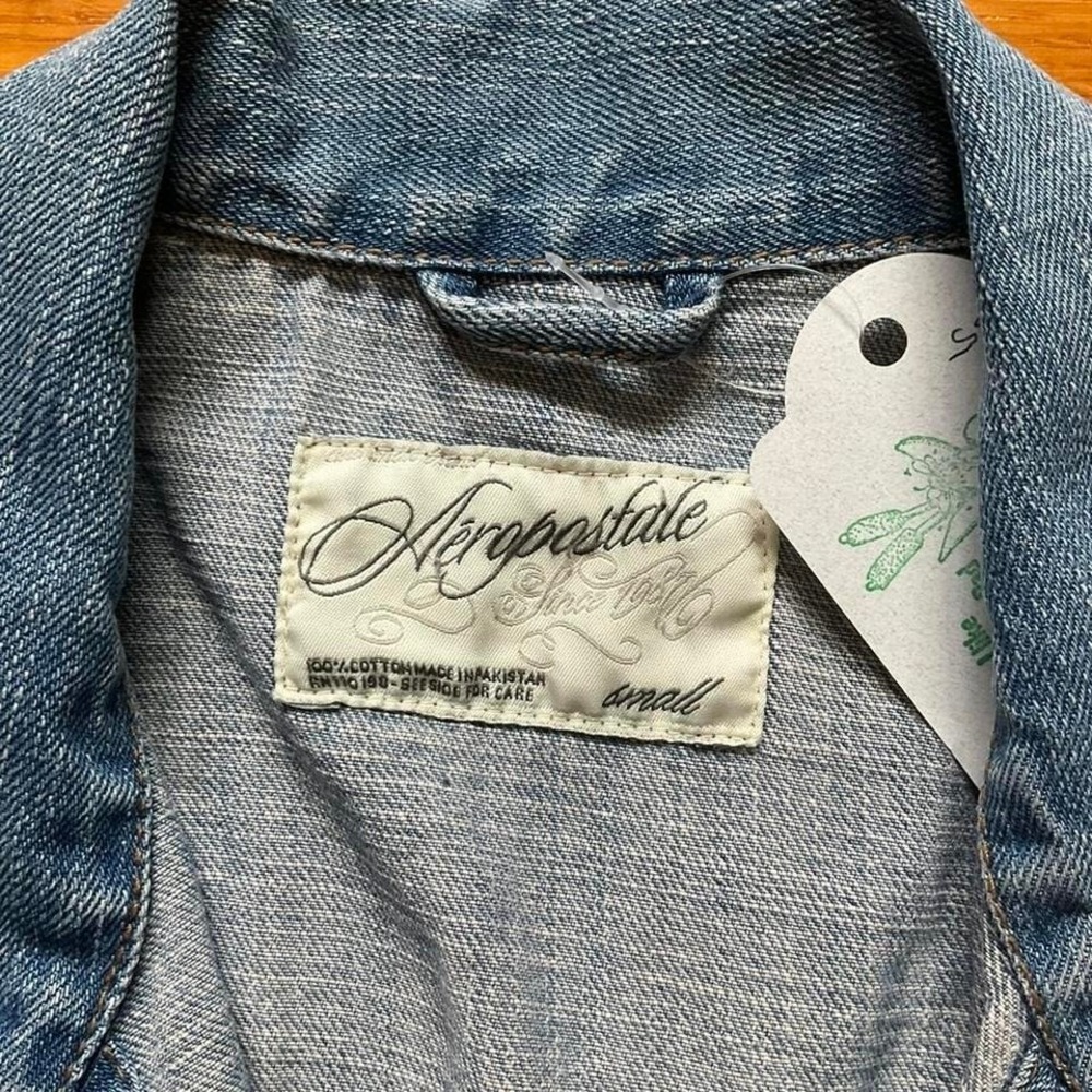 Vintage 2000s Distressed Denim Jacket Size Small Grunge Preppy Y2K 90s Tumblr - Picture 3 of 4